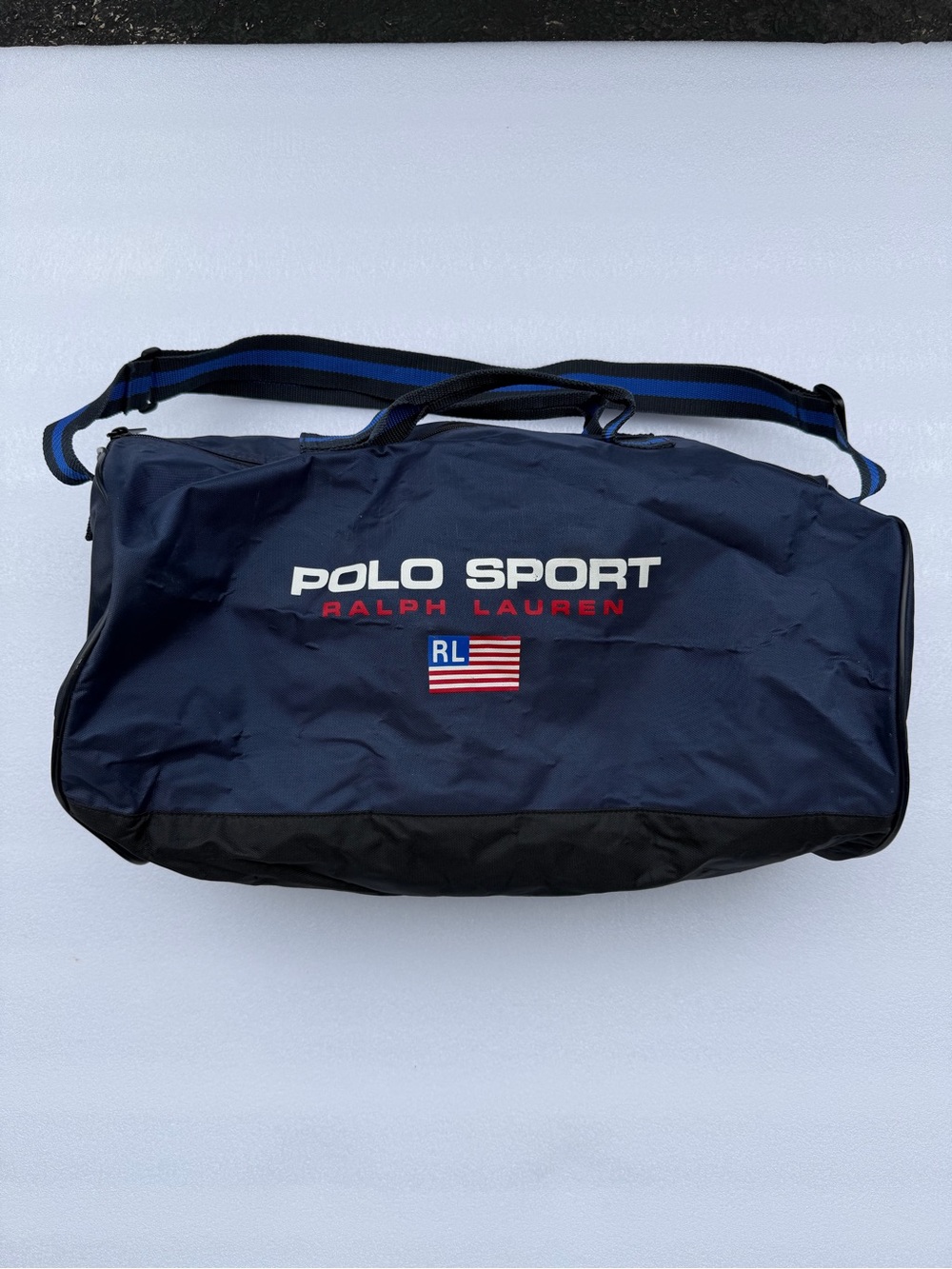 VTG Polo Sport Ralph Lauren Flag Logo Blue Duffel Bag